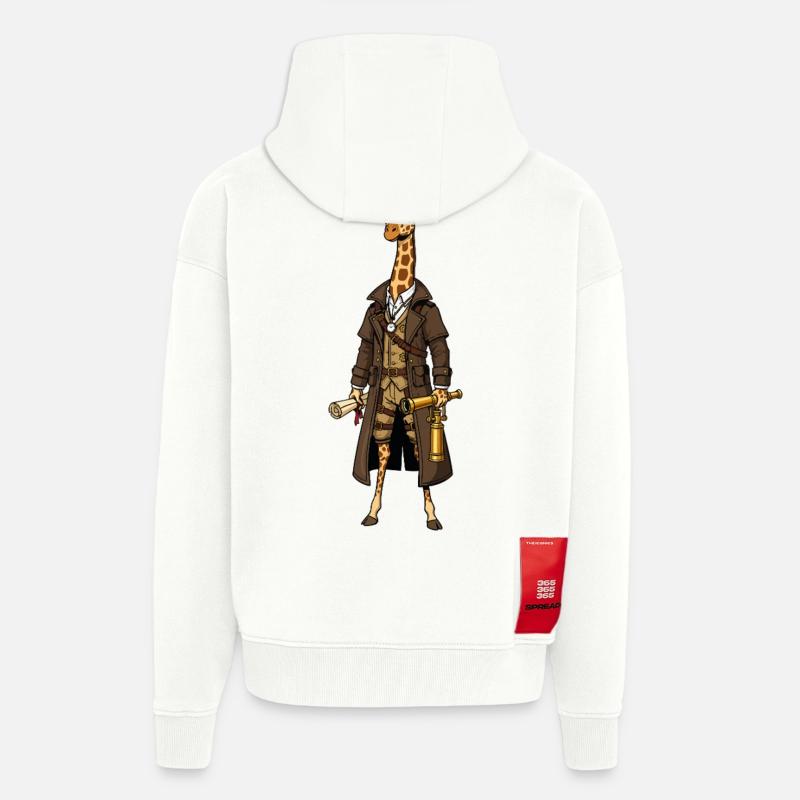 Giraffe Explorer Steampunk Chic Zylinder - Zip Hoodie - made by SPREAD - OFF WHITE