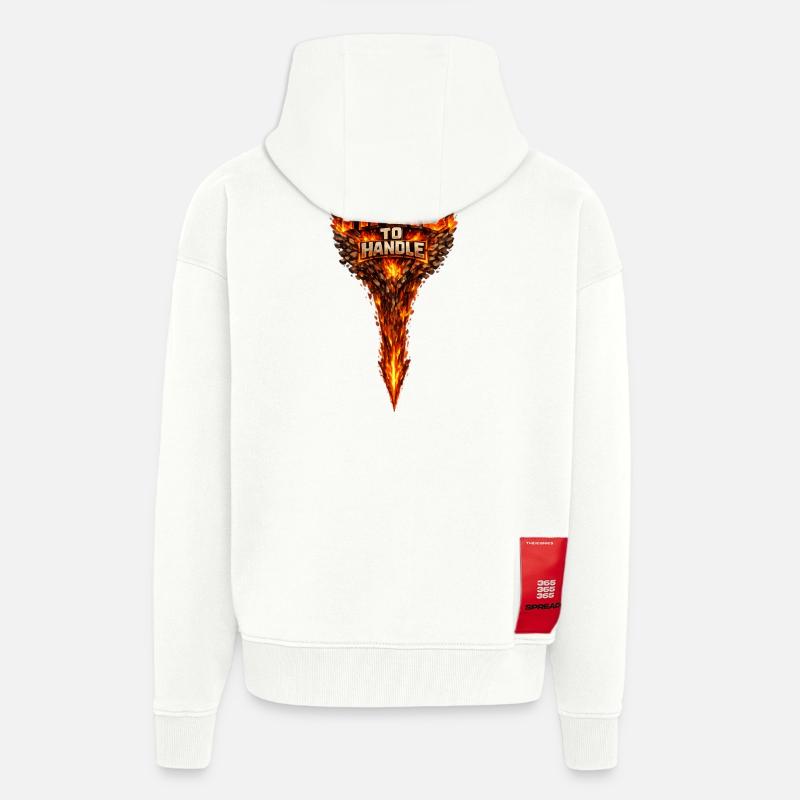 Too Hard to Handle Fire Logo - Veste à capuche bio épaisse oversize fabriqué en UE - OFF WHITE