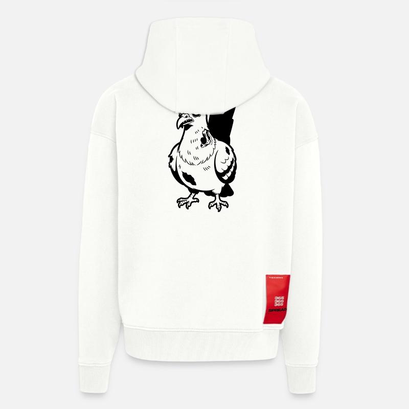 Zombie Pigeon - Veste à capuche bio épaisse oversize fabriqué en UE - OFF WHITE