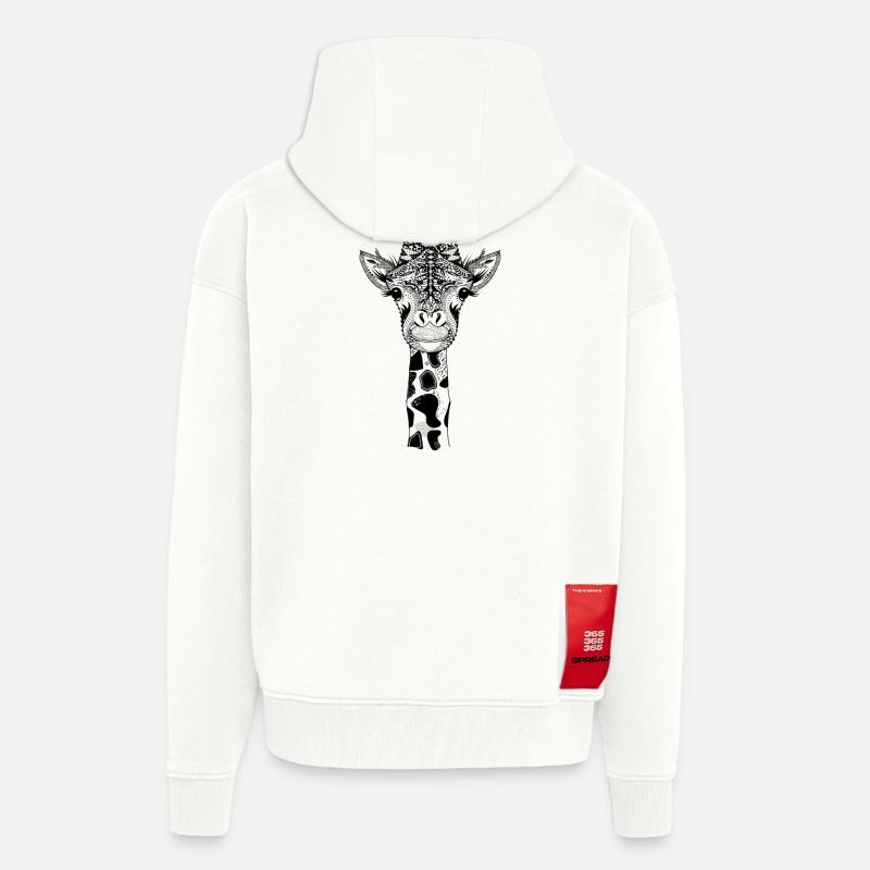 A la tête d'une girafe - Veste à capuche bio épaisse oversize fabriqué en UE - OFF WHITE