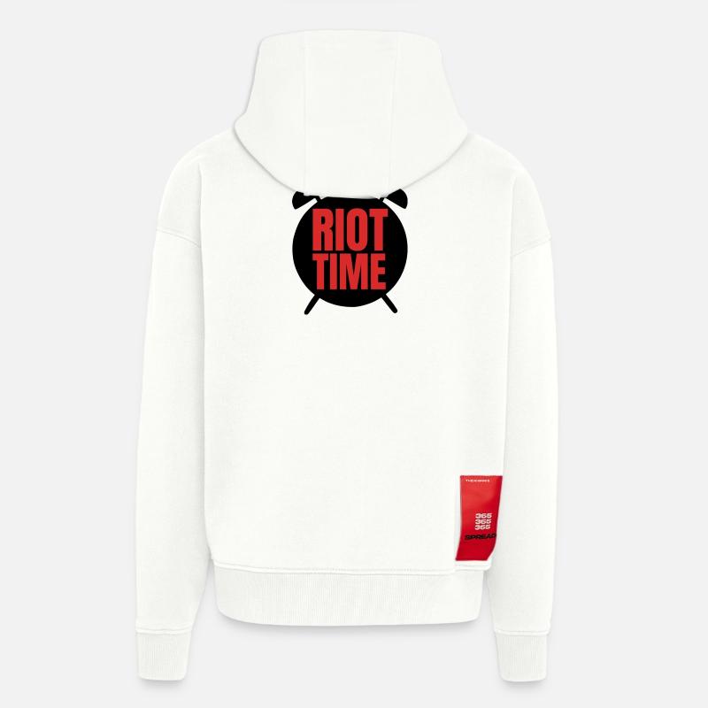 Riot Time – Mutiges rotes Textdesign - Zip Hoodie - made by SPREAD - OFF WHITE