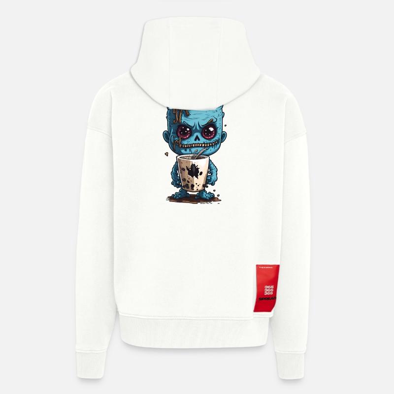Kaffeemonster  - Koffein Zombie - Morgenmuffel - Zip Hoodie - made by SPREAD - OFF WHITE