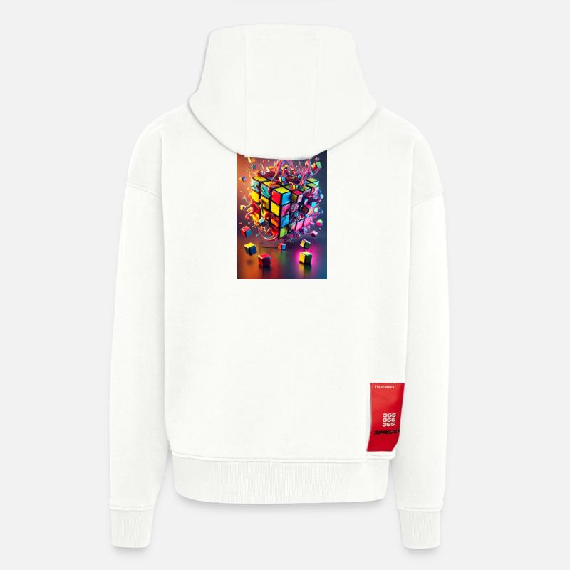 Cube d’explosion de couleur - Veste à capuche bio épaisse oversize fabriqué en UE - OFF WHITE