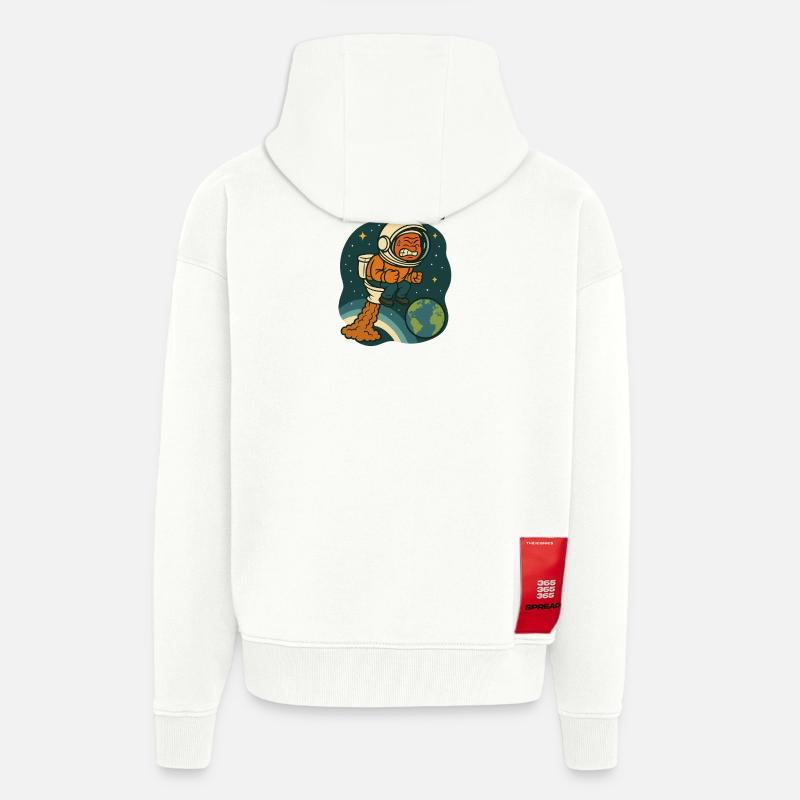 WC Muss Mal Astro Druck - Veste à capuche bio épaisse oversize fabriqué en UE - OFF WHITE