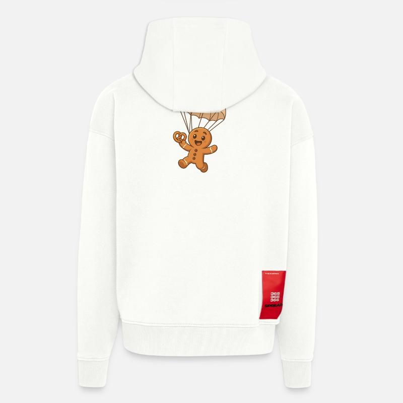 Mannele Lebkuchen mit Fallschirm - Zip Hoodie - made by SPREAD - OFF WHITE
