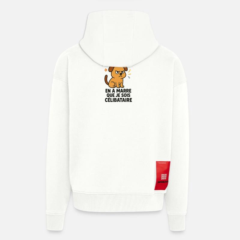 Chien en Colère et Célibataire - Veste à capuche bio épaisse oversize fabriqué en UE - OFF WHITE