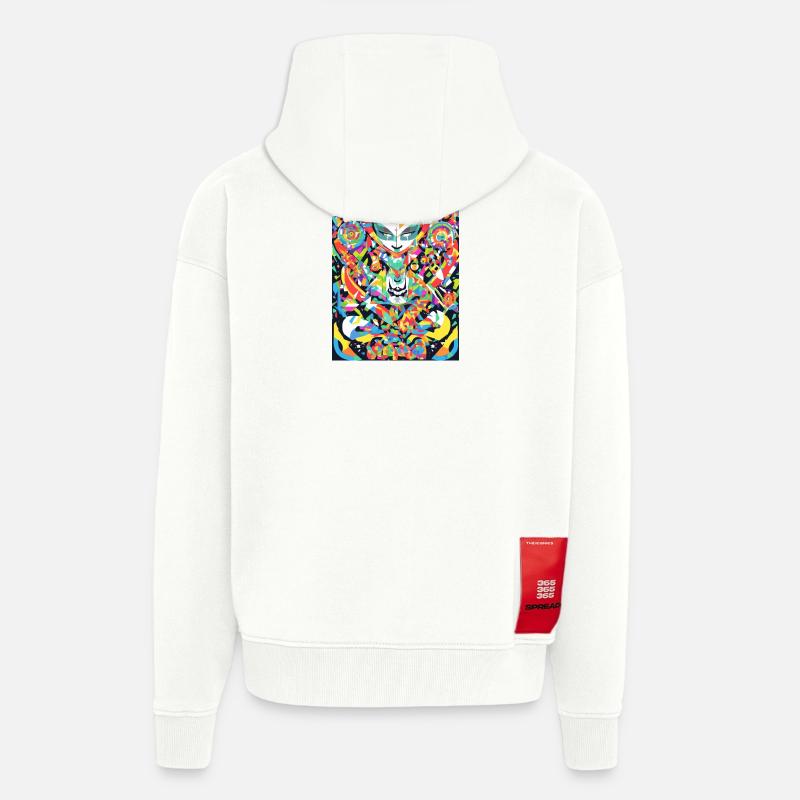 Psychedelisches Chakra & Katzenkunst - Zip Hoodie - made by SPREAD - OFF WHITE