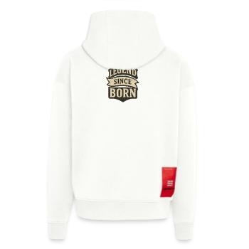 Légende depuis la naissance Badge rétro - Veste à capuche bio épaisse oversize fabriqué en UE - OFF WHITE - Dos
