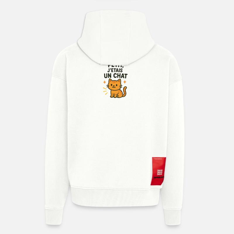 Chat mignon chaton quand j'étais petit - Veste à capuche bio épaisse oversize fabriqué en UE - OFF WHITE