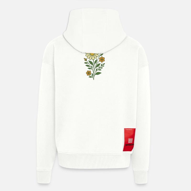 Bouquet de fleurs - Veste à capuche bio épaisse oversize fabriqué en UE - OFF WHITE