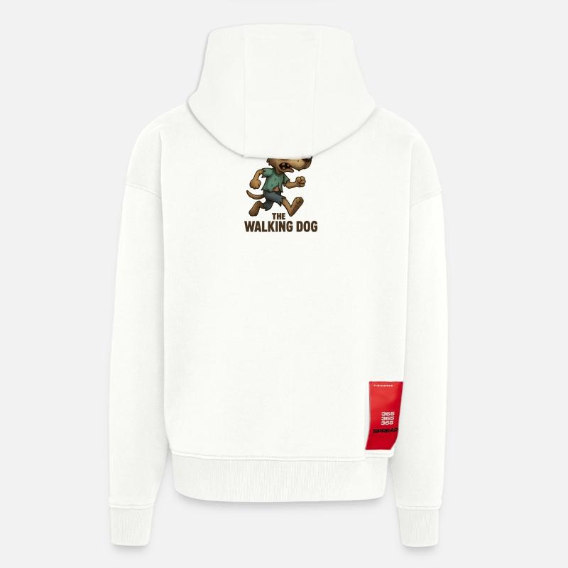 Le chien qui marche : course désespérée - Veste à capuche bio épaisse oversize fabriqué en UE - OFF WHITE