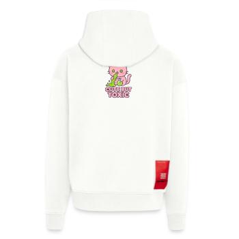 Chat Kawaii Toxique - Veste à capuche bio épaisse oversize fabriqué en UE - OFF WHITE - Dos