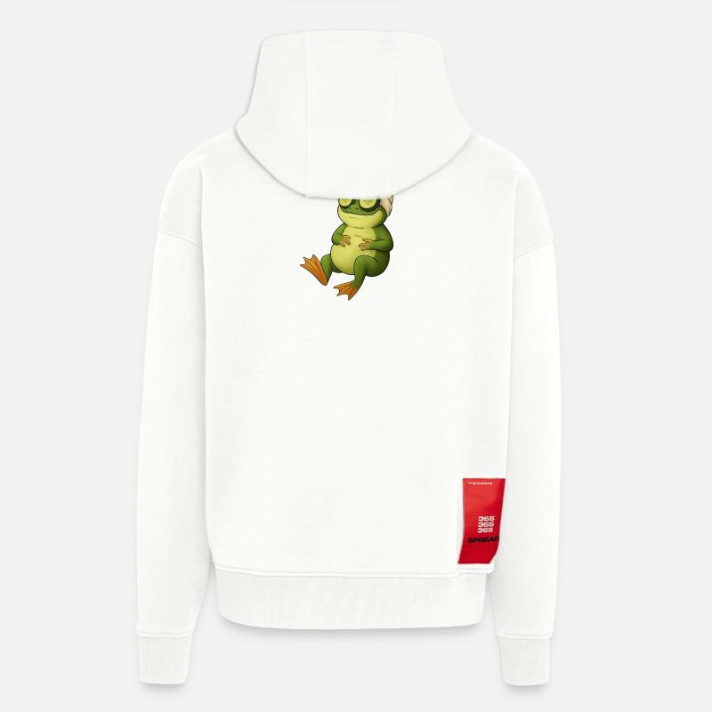 Masque concombre grenouille dans le spa - Veste à capuche bio épaisse oversize fabriqué en UE - OFF WHITE