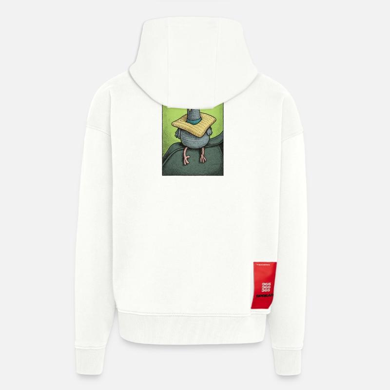 Sir Gurrington est assis - Veste à capuche bio épaisse oversize fabriqué en UE - OFF WHITE