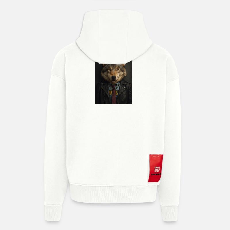 Wolfs Punk Mohawk Lederjacke - Zip Hoodie - made by SPREAD - OFF WHITE