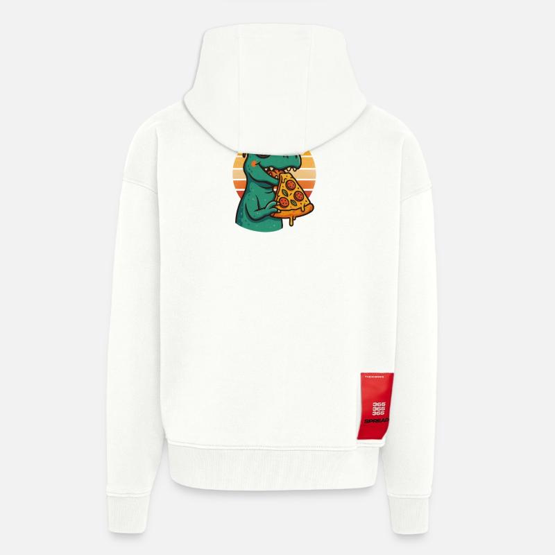 Pizza Saurus Rétro - Veste à capuche bio épaisse oversize fabriqué en UE - OFF WHITE