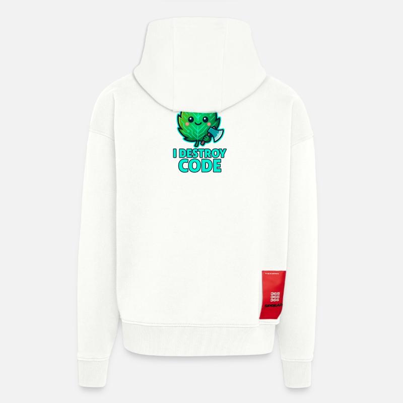 Green Leaf Code Warrior - Zip Hoodie - made by SPREAD - OFF WHITE