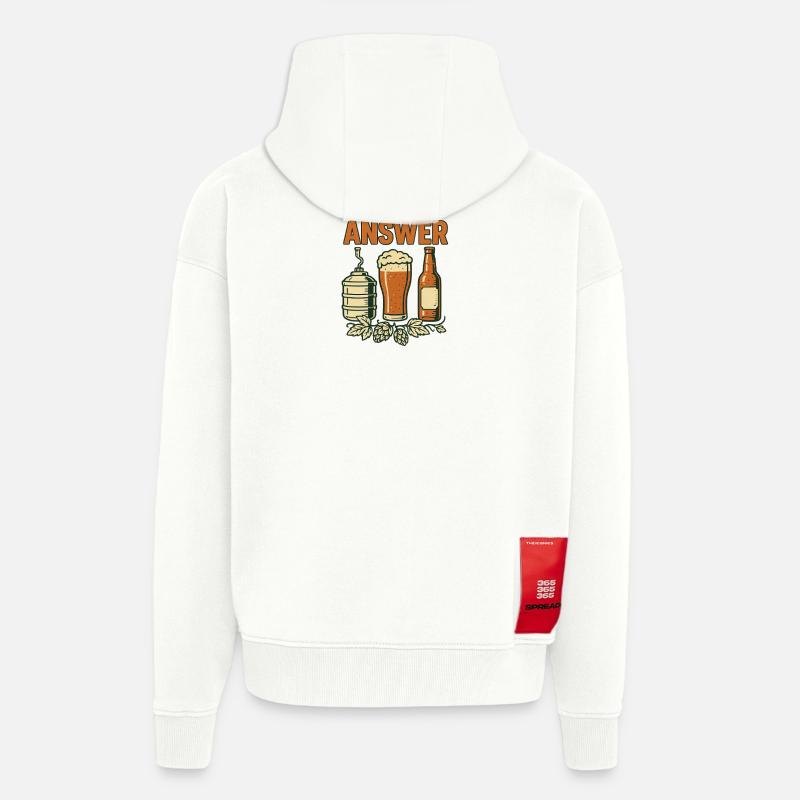 Le brassage maison est la solution - Veste à capuche bio épaisse oversize fabriqué en UE - OFF WHITE