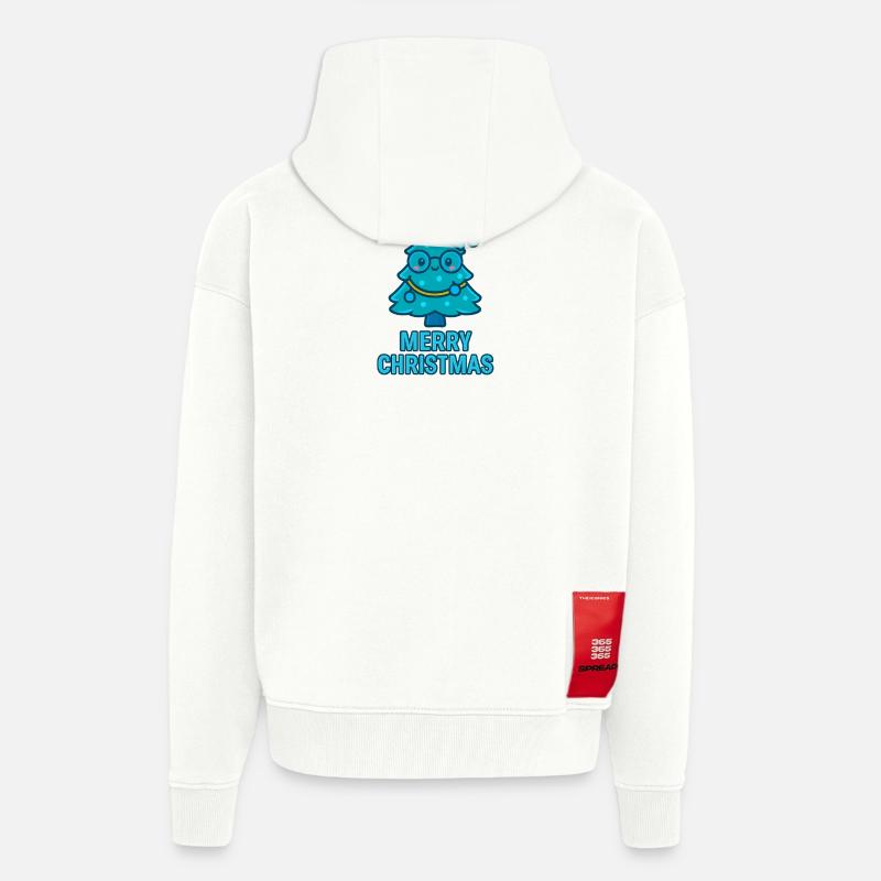 Blauer Comic-Weihnachtsbaum mit Brille - Zip Hoodie - made by SPREAD - OFF WHITE