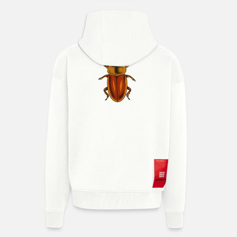 Estampe Crimson Bug - Veste à capuche bio épaisse oversize fabriqué en UE - OFF WHITE