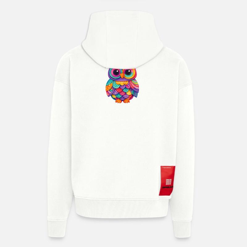 Patchwork Owl Magic - Zip Hoodie - made by SPREAD - OFF WHITE