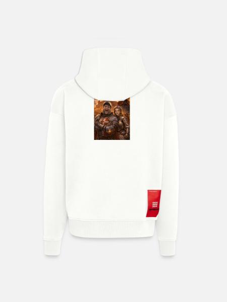Knight couple and fire figure - Zip Hoodie - made by SPREAD - OFF WHITE