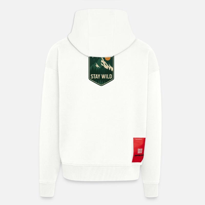 Stay Wild Mountain Forest Patch - Zip Hoodie - made by SPREAD - OFF WHITE