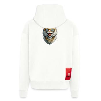 Happy Lady Cat - Sunglasses &amp; Gold Chains - Zip Hoodie - made by SPREAD - OFF WHITE - Back