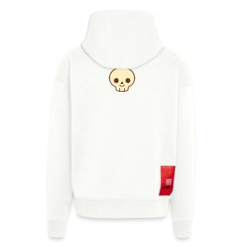 Crâne Kawaii Sourire Beige - Veste à capuche bio épaisse oversize fabriqué en UE - OFF WHITE - Dos