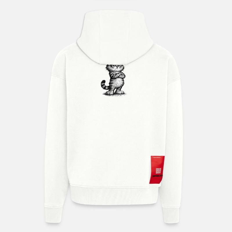 Grumpy Katze – Chef Vibes (Sketch Attitude) - Veste à capuche bio épaisse oversize fabriqué en UE - OFF WHITE