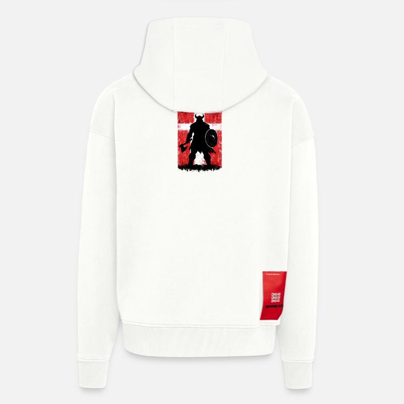 Danish Vikings – Viking Warrior Denmark Flag - Zip Hoodie - made by SPREAD - OFF WHITE