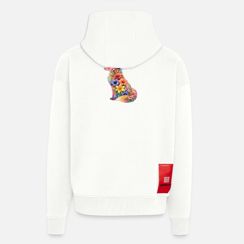 Fuchs Silhouette Blumen - Zip Hoodie - made by SPREAD - OFF WHITE