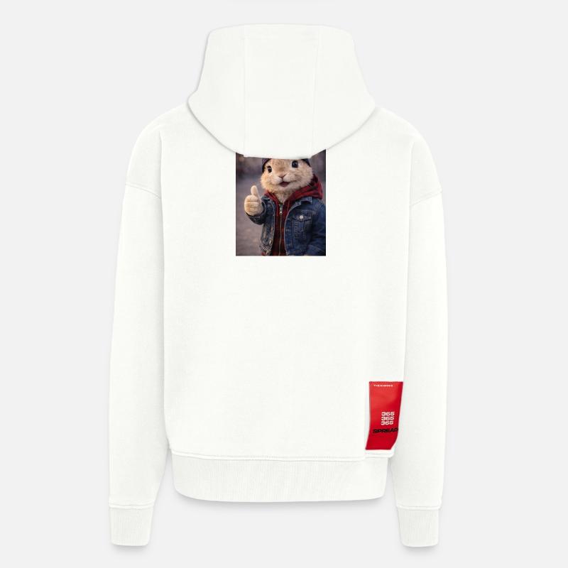 Sweat à capuche Pullover en jean - Veste à capuche bio épaisse oversize fabriqué en UE - OFF WHITE