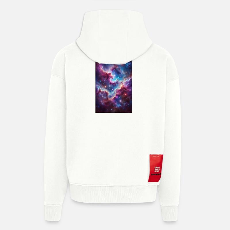 Nébuleuse Monde des Couleurs - Veste à capuche bio épaisse oversize fabriqué en UE - OFF WHITE