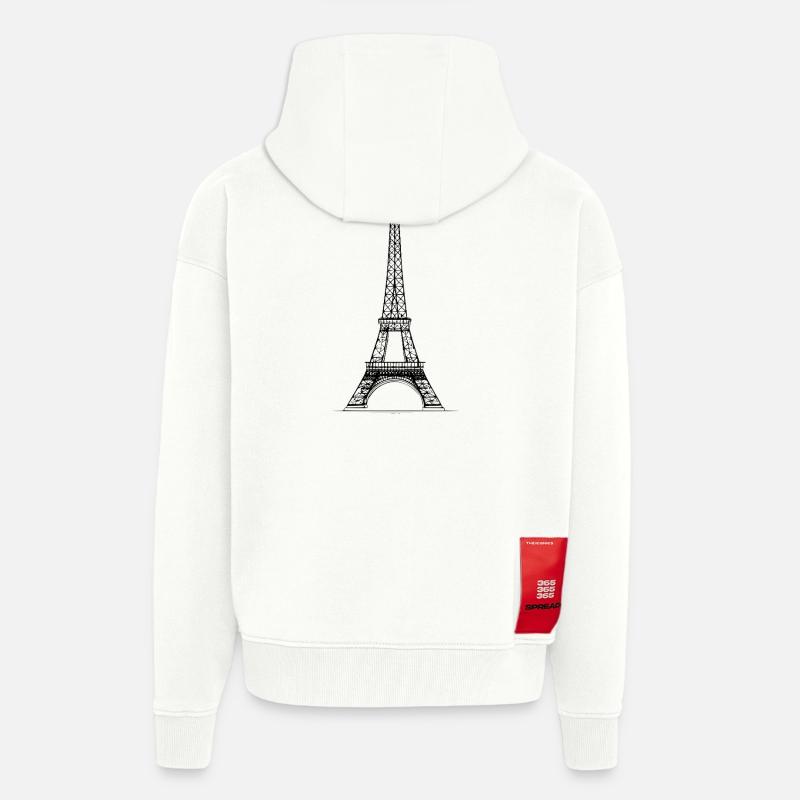 Tour Eiffel - Veste à capuche bio épaisse oversize fabriqué en UE - OFF WHITE