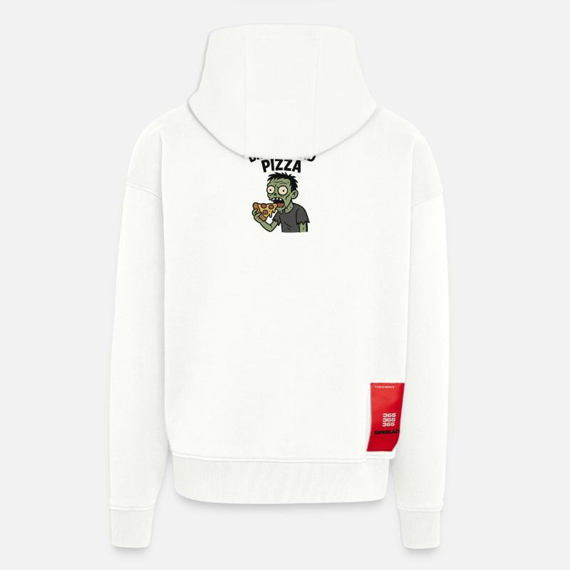 Zombie with pizza hunger - Zip Hoodie - made by SPREAD - OFF WHITE