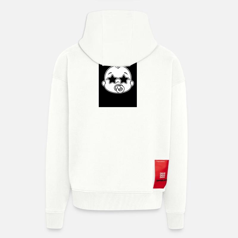Bébé Étoiles et Sucette - Veste à capuche bio épaisse oversize fabriqué en UE - OFF WHITE