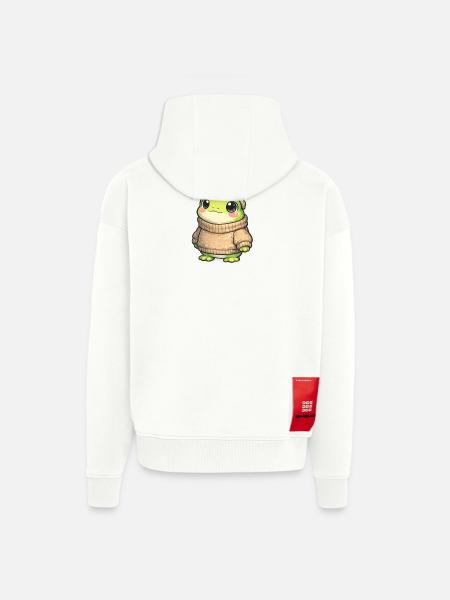 Kuschelfrosch im Winterpullover - Zip Hoodie - made by SPREAD - OFF WHITE