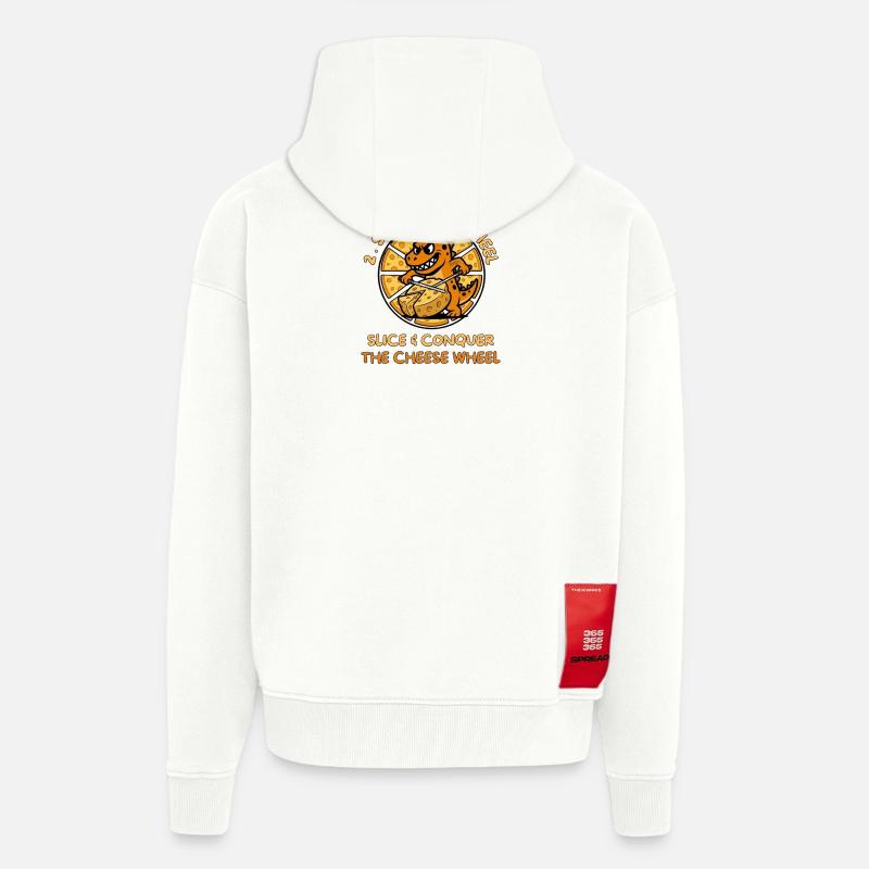 KäseDino : Découpe et Conquérance - Veste à capuche bio épaisse oversize fabriqué en UE - OFF WHITE
