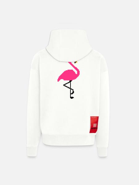 Flamingo PIxel Art - Zip Hoodie - made by SPREAD - OFF WHITE