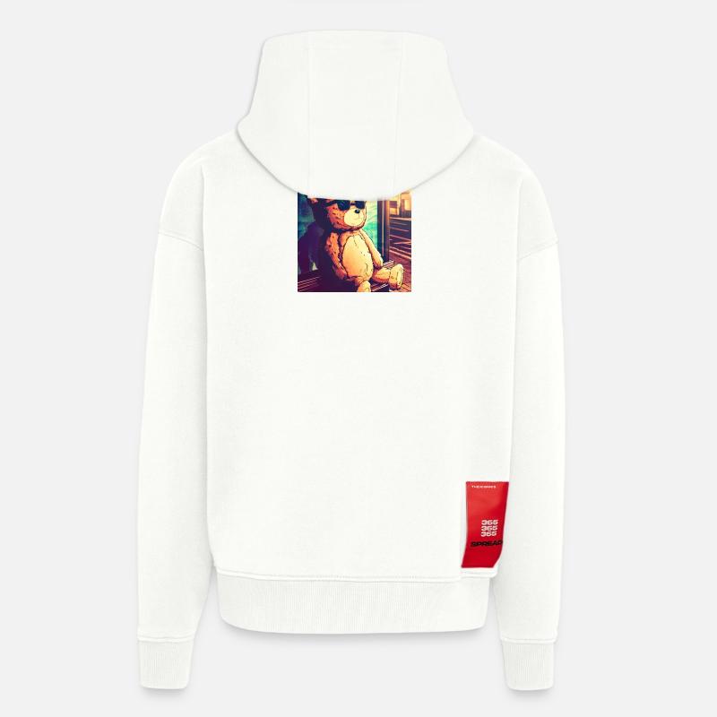 Teddy on Bus - Zip Hoodie - made by SPREAD - OFF WHITE