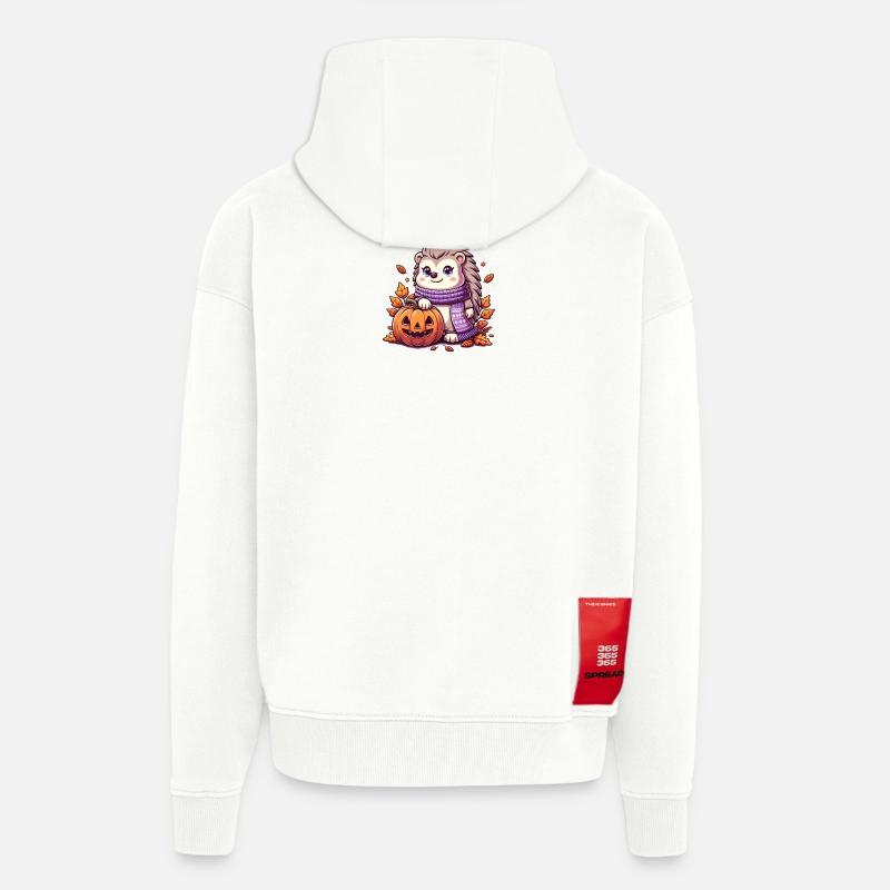 Halloween, hérisson - Veste à capuche bio épaisse oversize fabriqué en UE - OFF WHITE