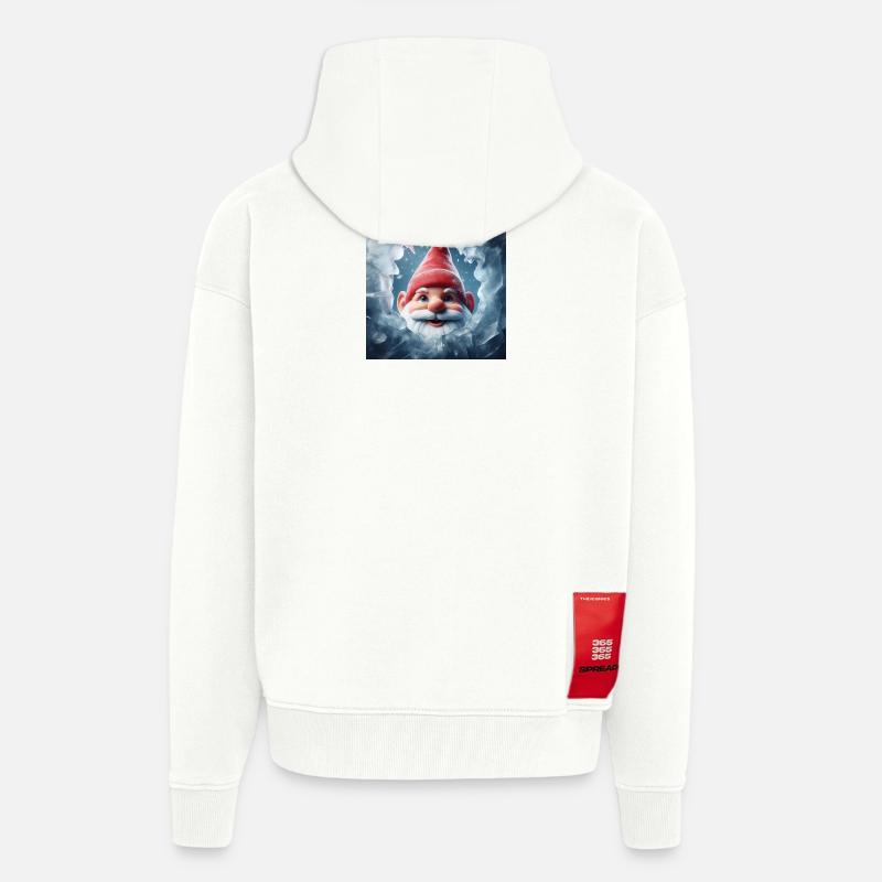 Gnome regardant à travers la glace - Veste à capuche bio épaisse oversize fabriqué en UE - OFF WHITE