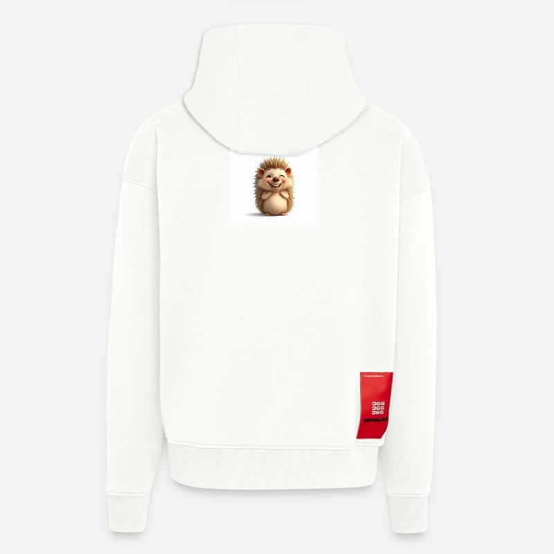 Hérisson câlin trop mignon - Veste à capuche bio épaisse oversize fabriqué en UE - OFF WHITE