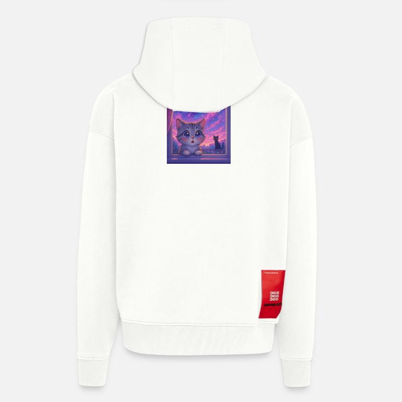 Kosmische Katze mit Sternenaugen - Zip Hoodie - made by SPREAD - OFF WHITE
