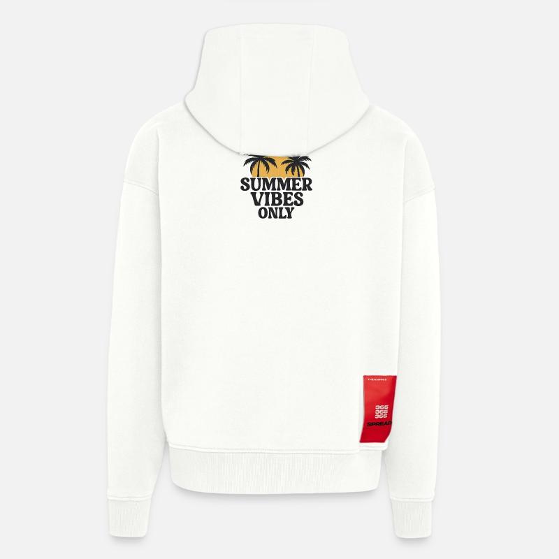 Été Palmiers Coucher de soleil - Veste à capuche bio épaisse oversize fabriqué en UE - OFF WHITE