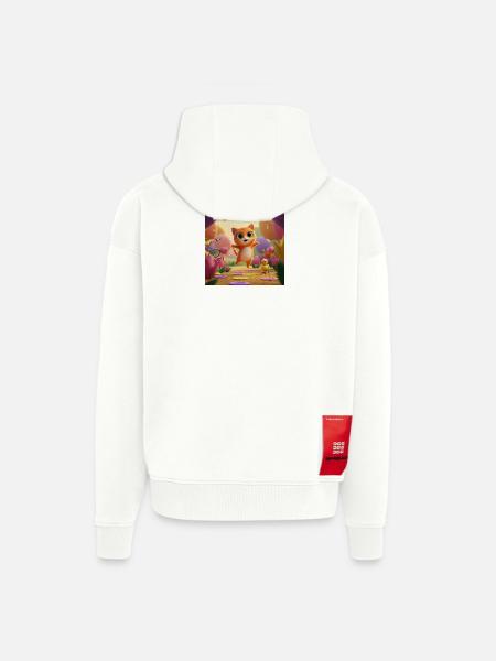 Kätzchen springt durch Blütenreich - Zip Hoodie - made by SPREAD - OFF WHITE