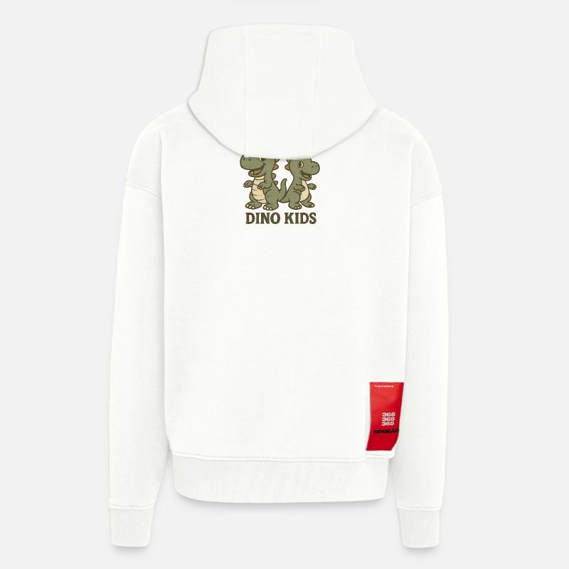 Conception mignonne pour enfants Dino - Veste à capuche bio épaisse oversize fabriqué en UE - OFF WHITE