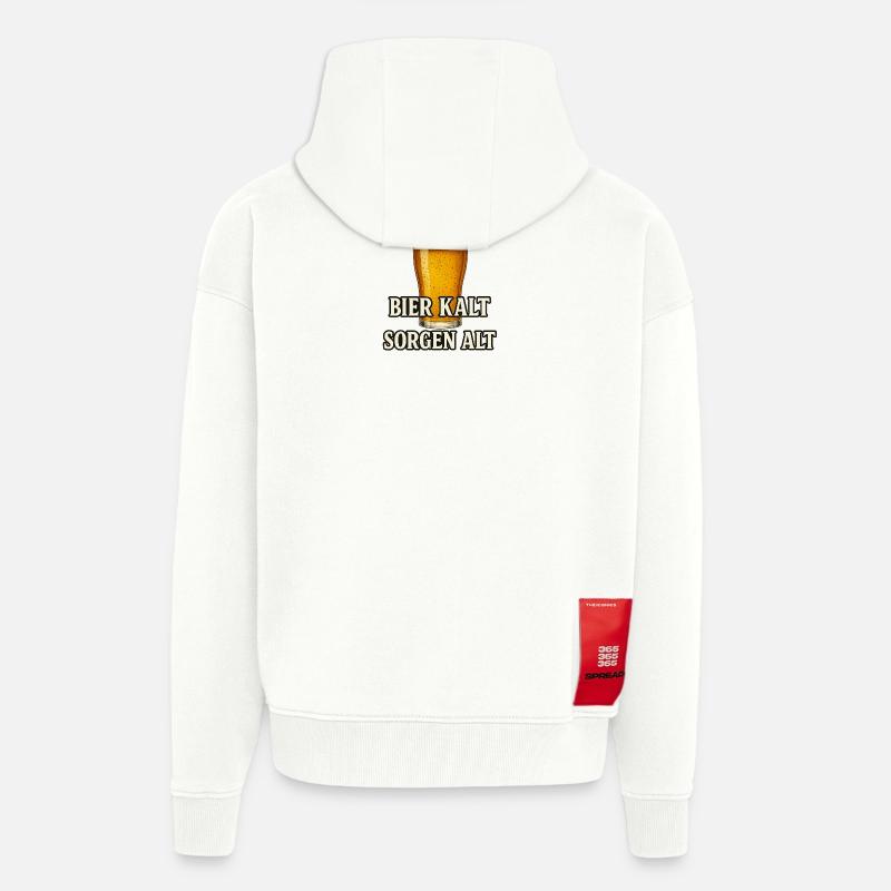 Conception de citation de bière fraîche - Veste à capuche bio épaisse oversize fabriqué en UE - OFF WHITE