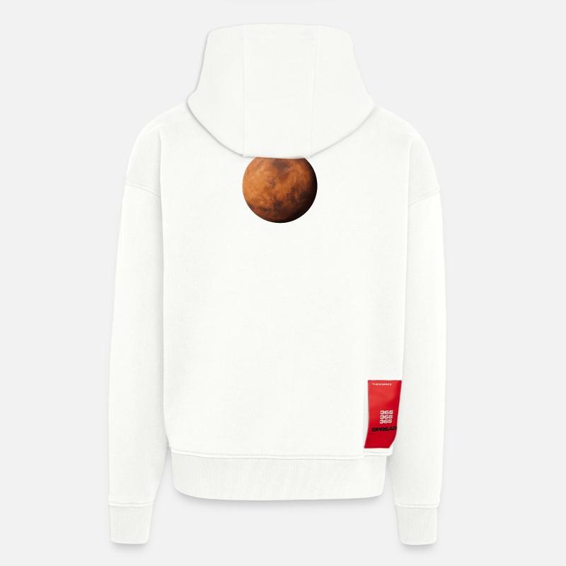 Mars - Planète Mars - Veste à capuche bio épaisse oversize fabriqué en UE - OFF WHITE